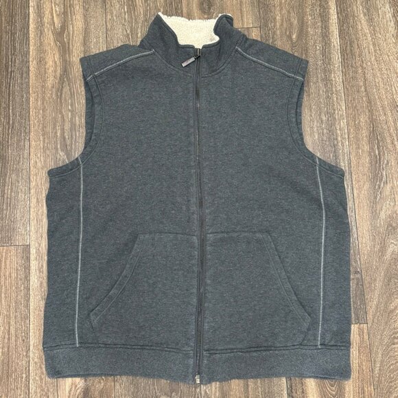 Tommy Bahama Relax Sherpa Lined Fleece Vest Men's XL Gray Outerwear Soft Y2K 00s - Picture 2 of 9